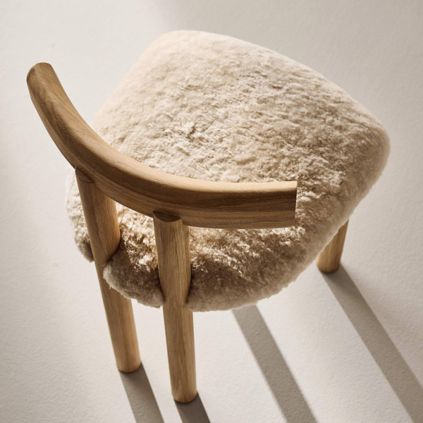 9 WoodBee Craft "The Nordic Cloud" Handcrafted Bouclé T-Bar Dining Chairs (Set of 2)