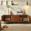 9 WoodBee Craft "The Solstice Credenza" Handcrafted Rattan Cane Door Wood TV Console