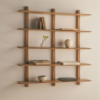 Modern 5 tier wood floating wall shelf unit in natural oak finish by WoodBee Craft