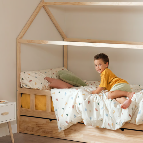 1 Handcrafted solid wood kids house bed with pull out trundle drawer by WoodBee Craft