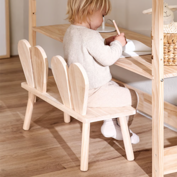 1 Handcrafted wooden bunny bench with double rabbit ear backrests by Woodbee craft