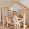 1 Handcrafted solid timber kids adjustable height desk with playhouse canopy by Woodbee craft