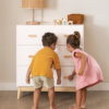 1 Handcrafted kids three drawer dresser in white and natural wood by Woodbee craft