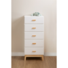 1 Handcrafted kids five drawer tallboy dresser in white and natural timber by Woodbee craft