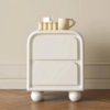 Handcrafted spherical feet wooden bedside table with round frame by Woodbee craft