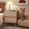 1 Handcrafted scandi tapered leg wooden nightstand with two drawers by Woodbee craft