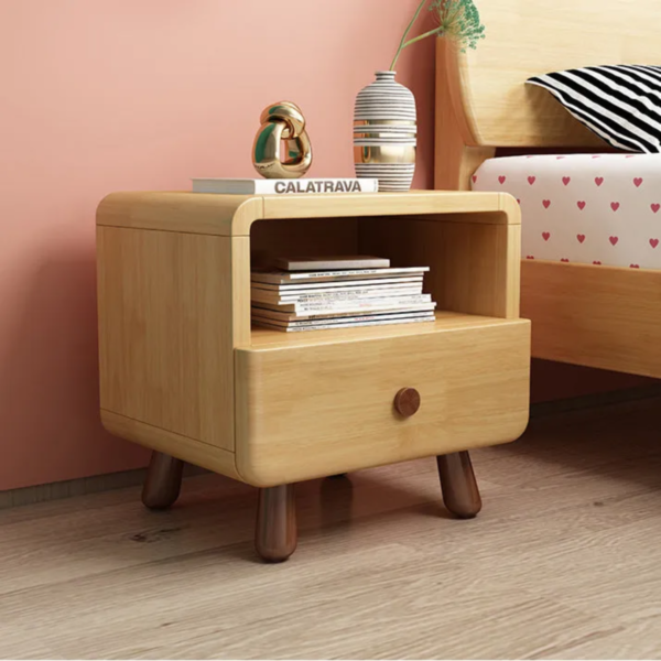 Woodbee craft "The Sylvan Curve" Handcrafted Rounded Edge Solid Wood Nightstand