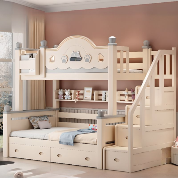 Woodbee craft "The Citadel Haven" Handcrafted Wooden Bunk Bed Ladder Staircase