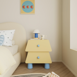 WoodBee Craft "The Prism Pod" Handcrafted Kids Trapezoid Wooden Bedside Table