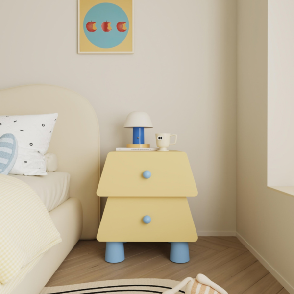 WoodBee Craft "The Prism Pod" Handcrafted Kids Trapezoid Wooden Bedside Table