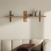 Handcrafted acacia wood wall shelf unit with vertical timber brackets by WoodBee Craft