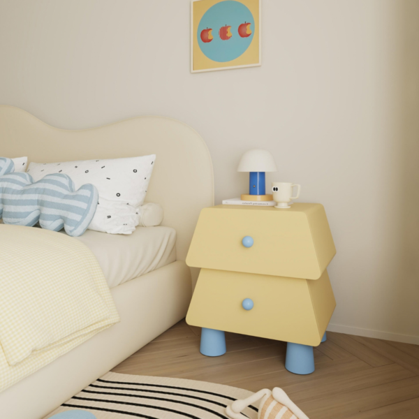 WoodBee Craft "The Prism Pod" Handcrafted Kids Trapezoid Wooden Bedside Table
