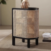 Woodbee craft "The Kyoto Capsule" Handcrafted Japanese Oval Wood Rattan Nightstand