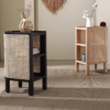 Woodbee craft "The Kyoto Capsule" Handcrafted Japanese Oval Wood Rattan Nightstand