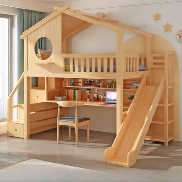 13 Woodbee craft "The Fairytale Cabin" Handcrafted Dollhouse Children Loft Bed
