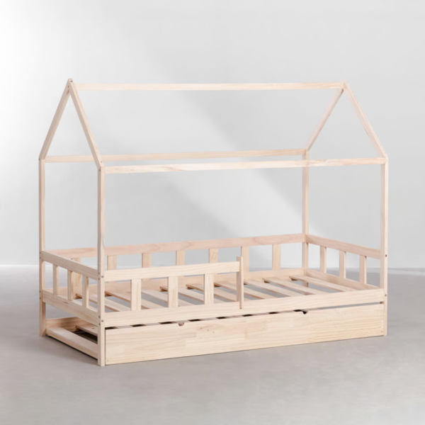 2 WoodBee Craft "The Haven Cottage" Handcrafted Kids House Bed with Pull-Out Trundle