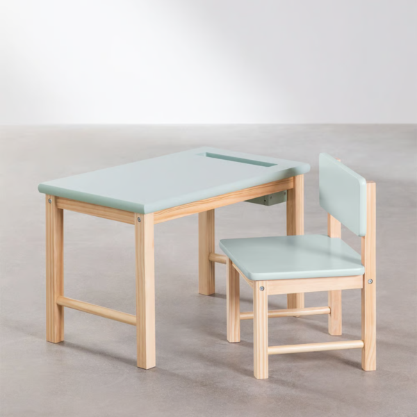 2 Woodbee craft "The Little Scholar" Handcrafted Kids Wooden Desk and Chair Set
