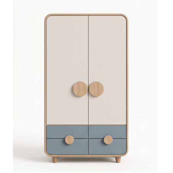 2 Woodbee craft "The Luna Pod" Handcrafted Kids Curved Wooden Wardrobe