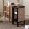 Woodbee craft "The Kyoto Capsule" Handcrafted Japanese Oval Wood Rattan Nightstand