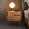 2 Woodbee craft "The Aurelia Retro" Handcrafted Mid-Century Brass Tipped Wooden Nightstand