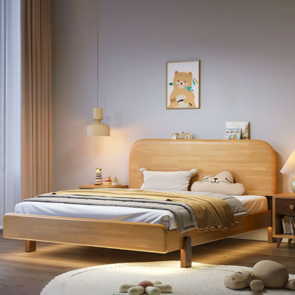 Woodbee craft "The Solstice Curve" Handcrafted Natural Curved Solid Wood Bed