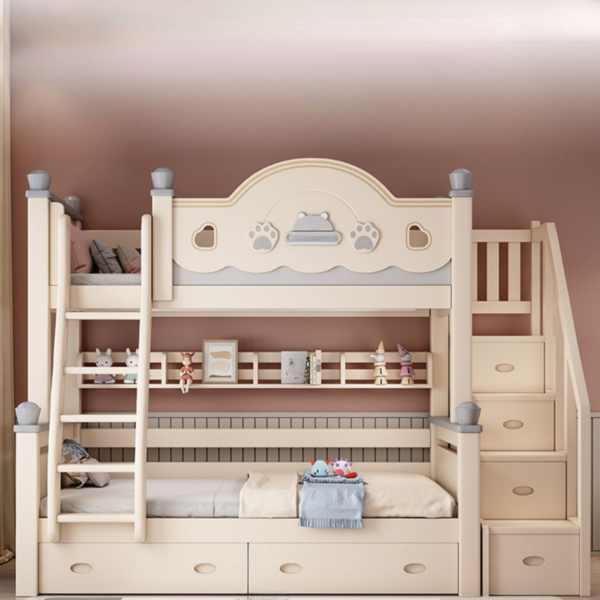 Woodbee craft "The Citadel Haven" Handcrafted Wooden Bunk Bed Ladder Staircase