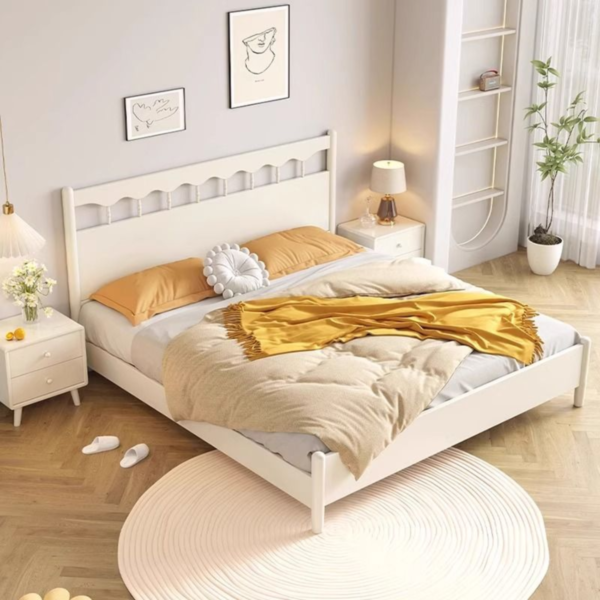 2 WoodBee Craft "The Daisy Belle" Handcrafted White Scalloped Spindle Wooden Bed