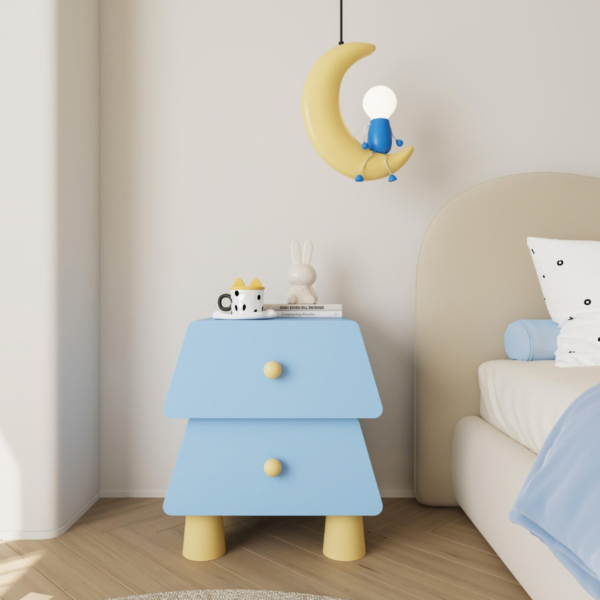 WoodBee Craft "The Prism Pod" Handcrafted Kids Trapezoid Wooden Bedside Table