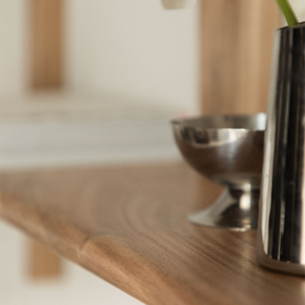WoodBee Craft "The Kanso Tier" Handcrafted Acacia Wood Wall Shelf Unit