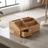 WoodBee Craft "The Kanso Caddy" Handcrafted Wooden Desk Organizer with Drawer