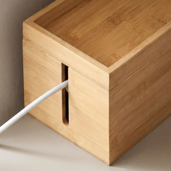 WoodBee Craft "The Cord Vault" Handcrafted Wooden Cable Box Organizer