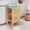 Woodbee craft "The Kyoto Capsule" Handcrafted Japanese Oval Wood Rattan Nightstand