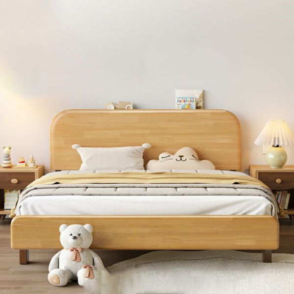 Woodbee craft "The Solstice Curve" Handcrafted Natural Curved Solid Wood Bed