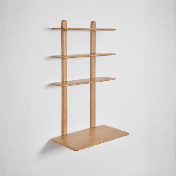 WoodBee Craft "The Nordic Rise" Floating Wall Mounted Ladder Desk with Shelves