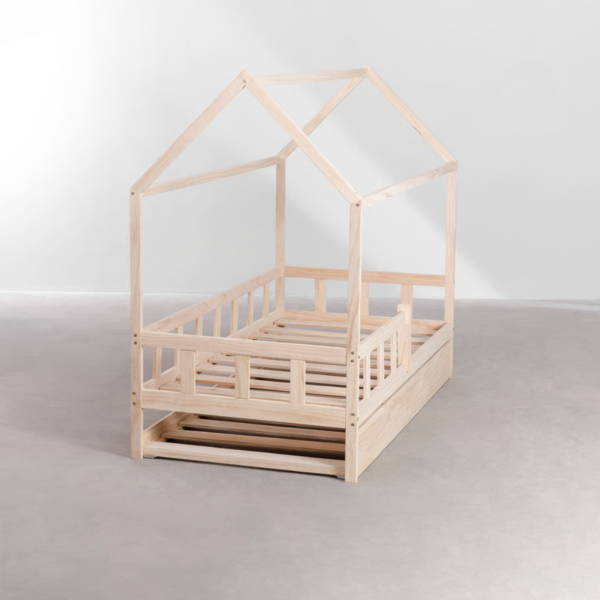 4 WoodBee Craft "The Haven Cottage" Handcrafted Kids House Bed with Pull-Out Trundle