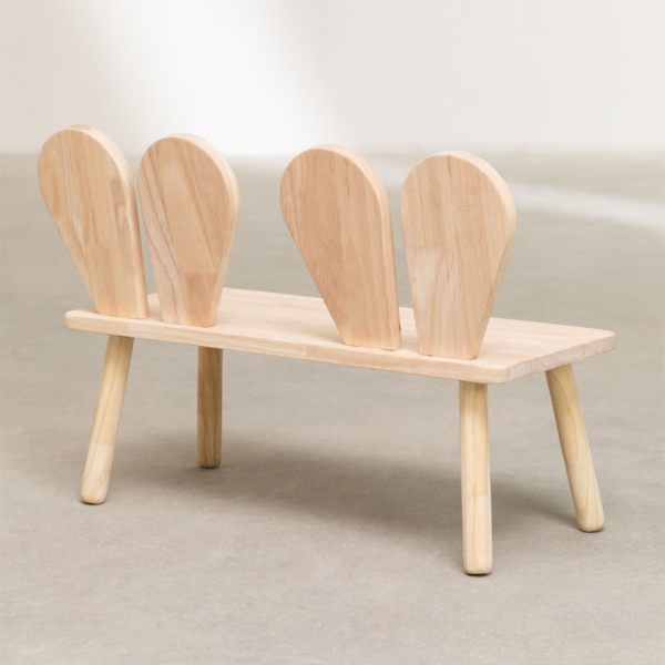 4 Woodbee craft "The Meadow Duo" Handcrafted Wooden Bunny Bench