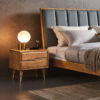 4 Woodbee craft "The Aurelia Retro" Handcrafted Mid-Century Brass Tipped Wooden Nightstand
