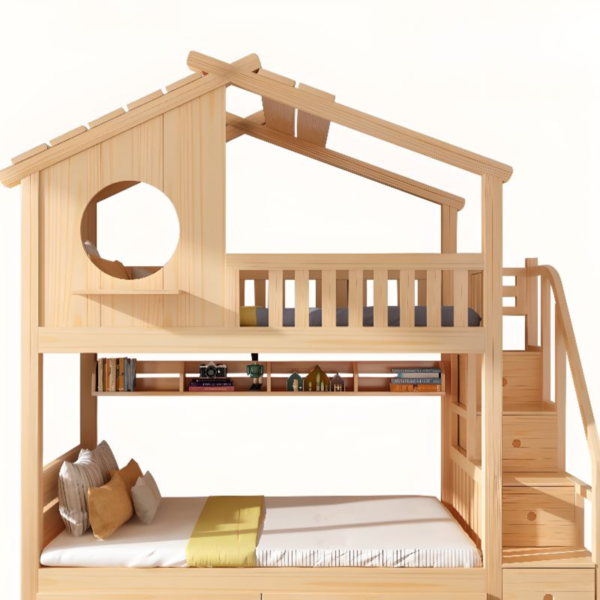 4 Woodbee craft "The Fairytale Cabin" Handcrafted Dollhouse Children Loft Bed
