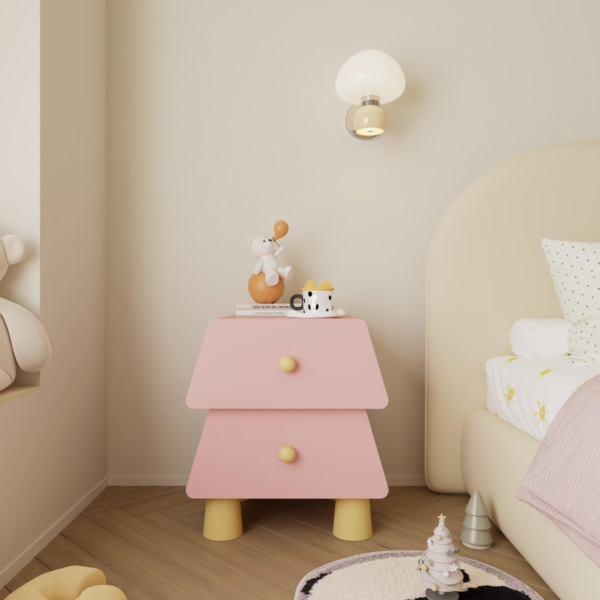 WoodBee Craft "The Prism Pod" Handcrafted Kids Trapezoid Wooden Bedside Table