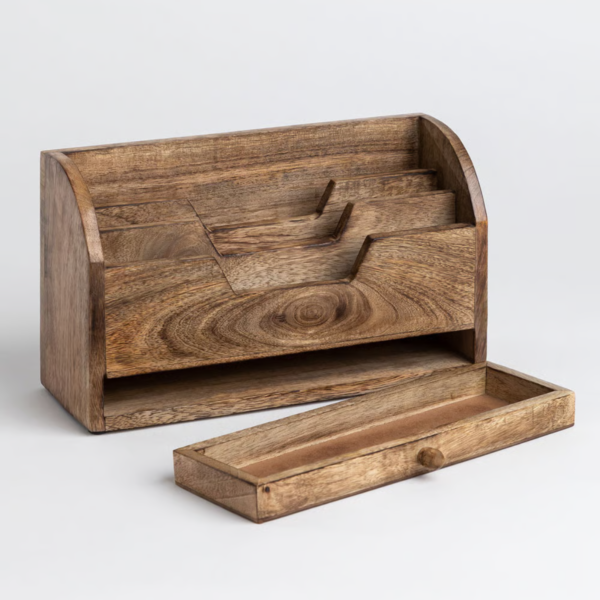5 WoodBee Craft "The Kanso Tier" Handcrafted Wooden Desk Mail Organizer