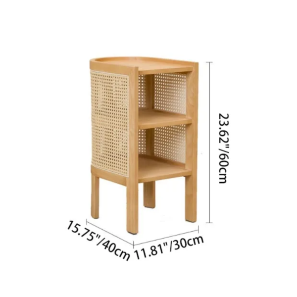 Woodbee craft "The Kyoto Capsule" Handcrafted Japanese Oval Wood Rattan Nightstand