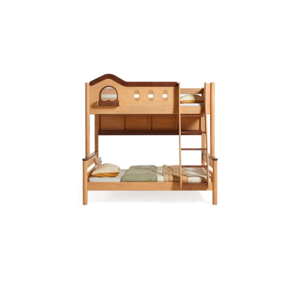 Woodbee craft "The Arbor Haven" Handcrafted Two Tone Wooden Bunk Bed Bookshelf