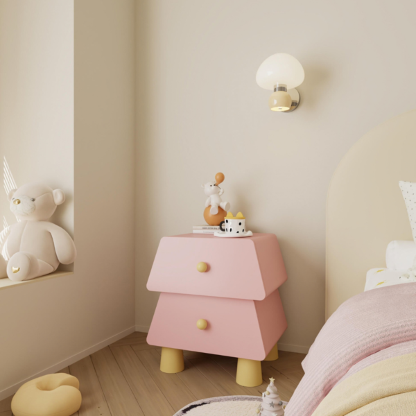 WoodBee Craft "The Prism Pod" Handcrafted Kids Trapezoid Wooden Bedside Table