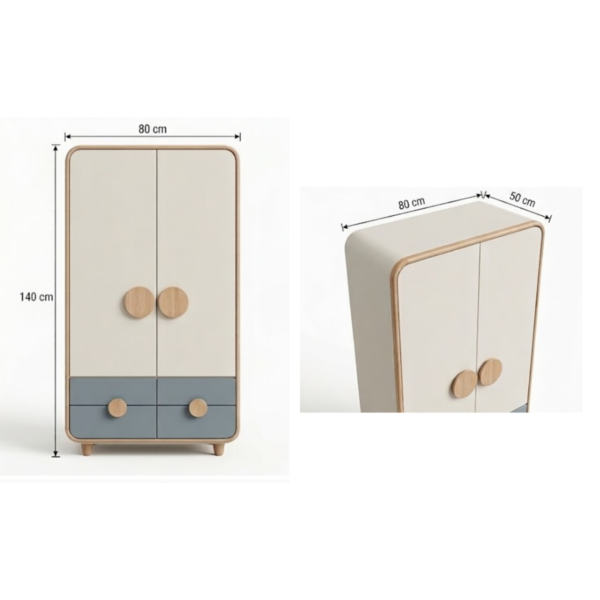 6 Woodbee craft "The Luna Pod" Handcrafted Kids Curved Wooden Wardrobe