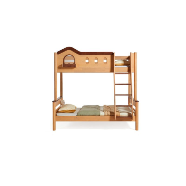 Woodbee craft "The Arbor Haven" Handcrafted Two Tone Wooden Bunk Bed Bookshelf
