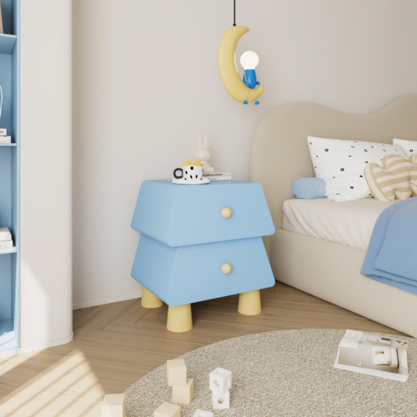 WoodBee Craft "The Prism Pod" Handcrafted Kids Trapezoid Wooden Bedside Table