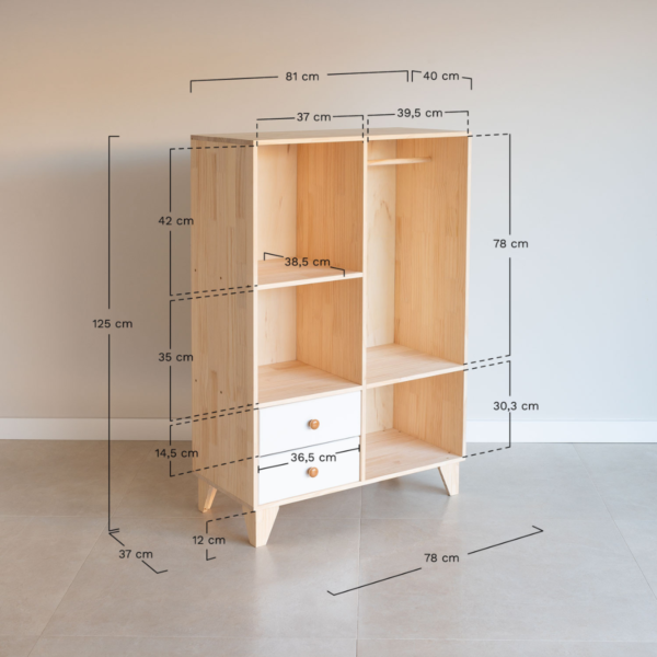 Woodbee craft "The Mini Curator" Handcrafted Kids Open Wooden Wardrobe