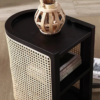Woodbee craft "The Kyoto Capsule" Handcrafted Japanese Oval Wood Rattan Nightstand