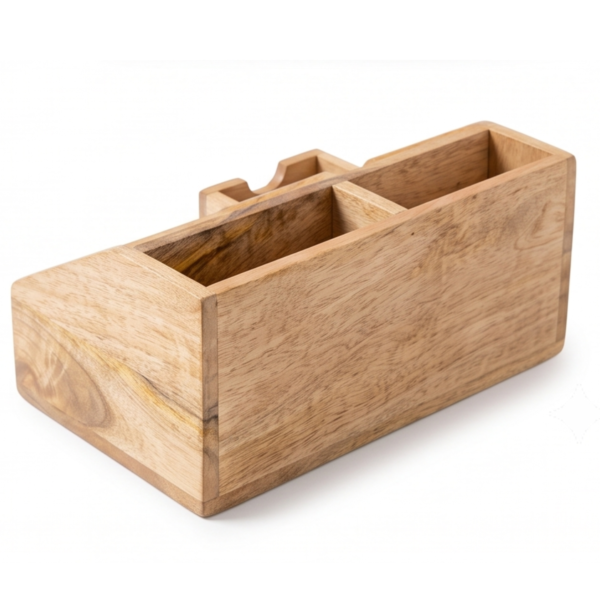 WoodBee Craft "The Kanso Caddy" Handcrafted Wooden Desk Organizer with Drawer