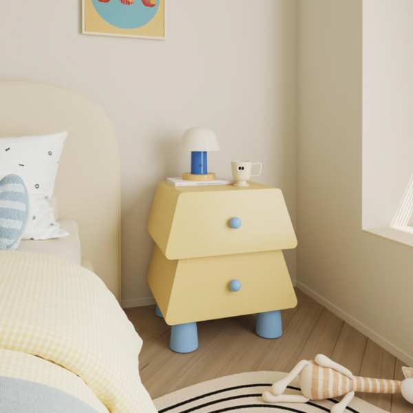 WoodBee Craft "The Prism Pod" Handcrafted Kids Trapezoid Wooden Bedside Table